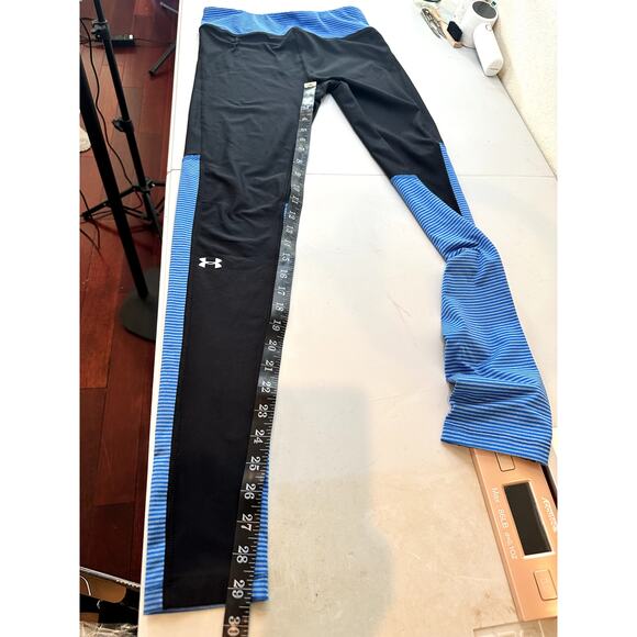 Under Armour HeatGear Compression Leggings Women’s Small Black/Blue - Picture 10 of 10